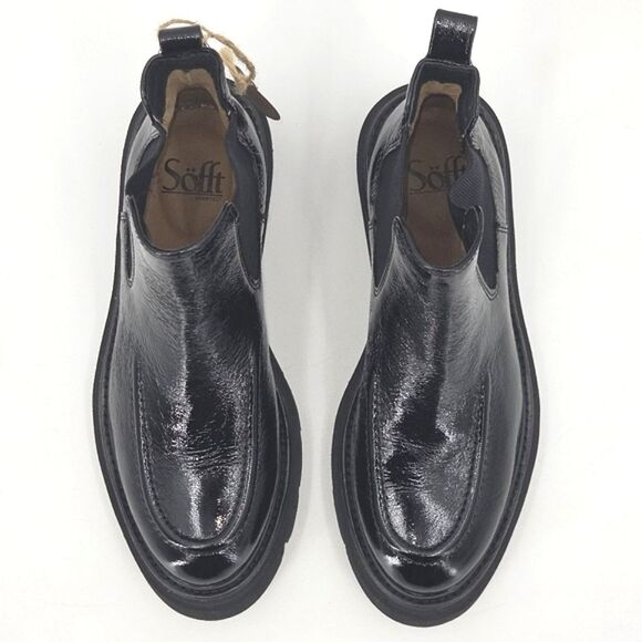 Sofft Samira Chelsea Boots Booties Womens Size 6 Black Crinkle Patent Leather - Picture 6 of 10